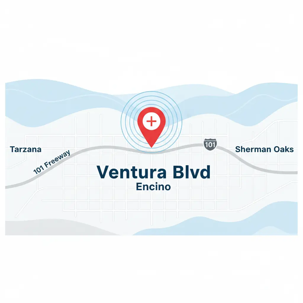 Map location on Ventura Blvd Encino